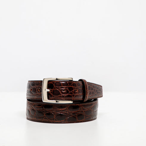 Cintura Uomo DOTTI <br>Alligatore Marrone<br> 33 mm
